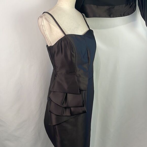 Charles Chang Lima Brown Silk Pleated Side Dress Jacket - Picture 3 of 7